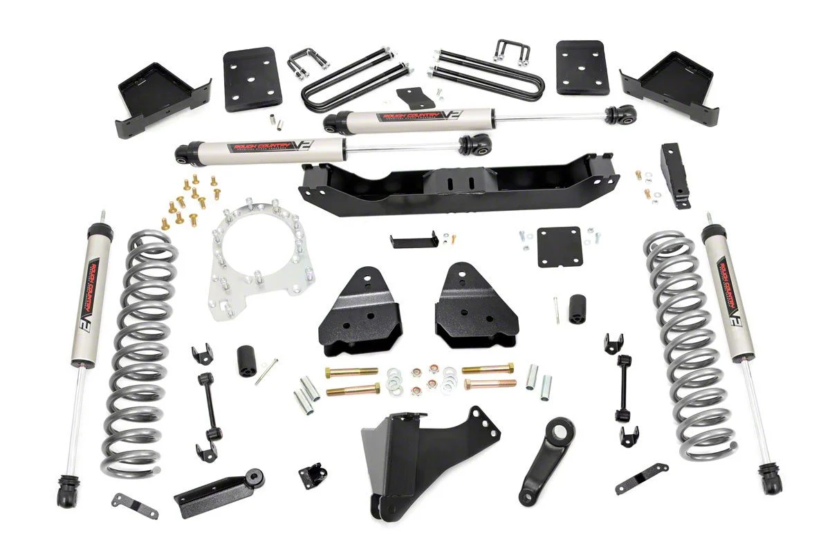 Rough Country 6-Inch Suspension Lift Kit with V2 Monotube Shocks (17-22 4WD 6.7L Powerstroke F-350 Super Duty w/ 4-Inch Rear Axle)