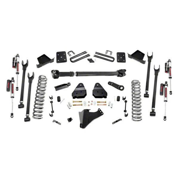 Rough Country Suspension 6-Inch 4-Link Suspension Lift Kit with Front Driveshaft and Vertex Reservoir Shocks (17-22 4WD 6.7L Powerstroke F-350 Super Duty SRW w/ 3.50-Inch Rear Axle & w/o Factory Overload Springs)