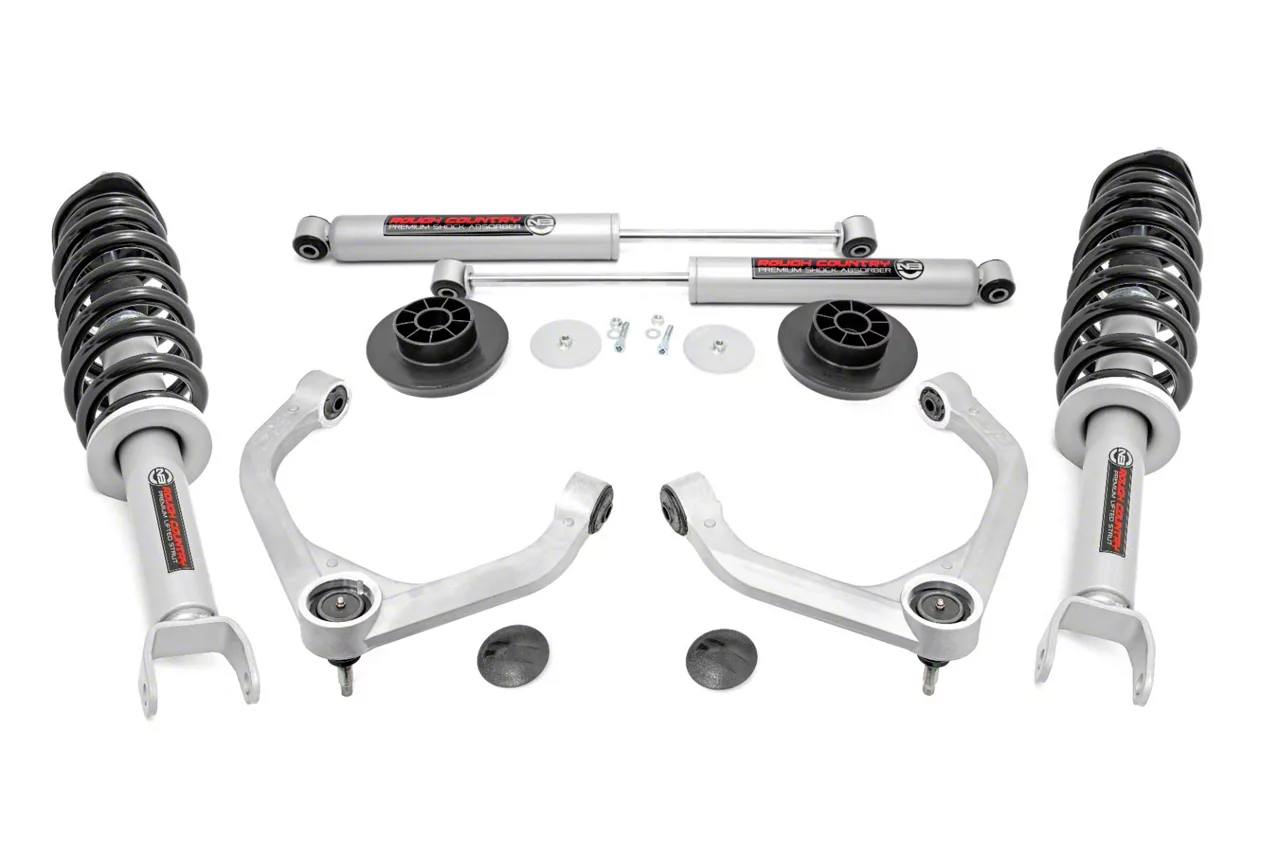 Rough Country Suspension 3-Inch Bolt-On Suspension Lift Kit with Lifted N3 Struts and Premium N3 Shocks (12-18 4WD RAM 1500 w/o Air Ride)