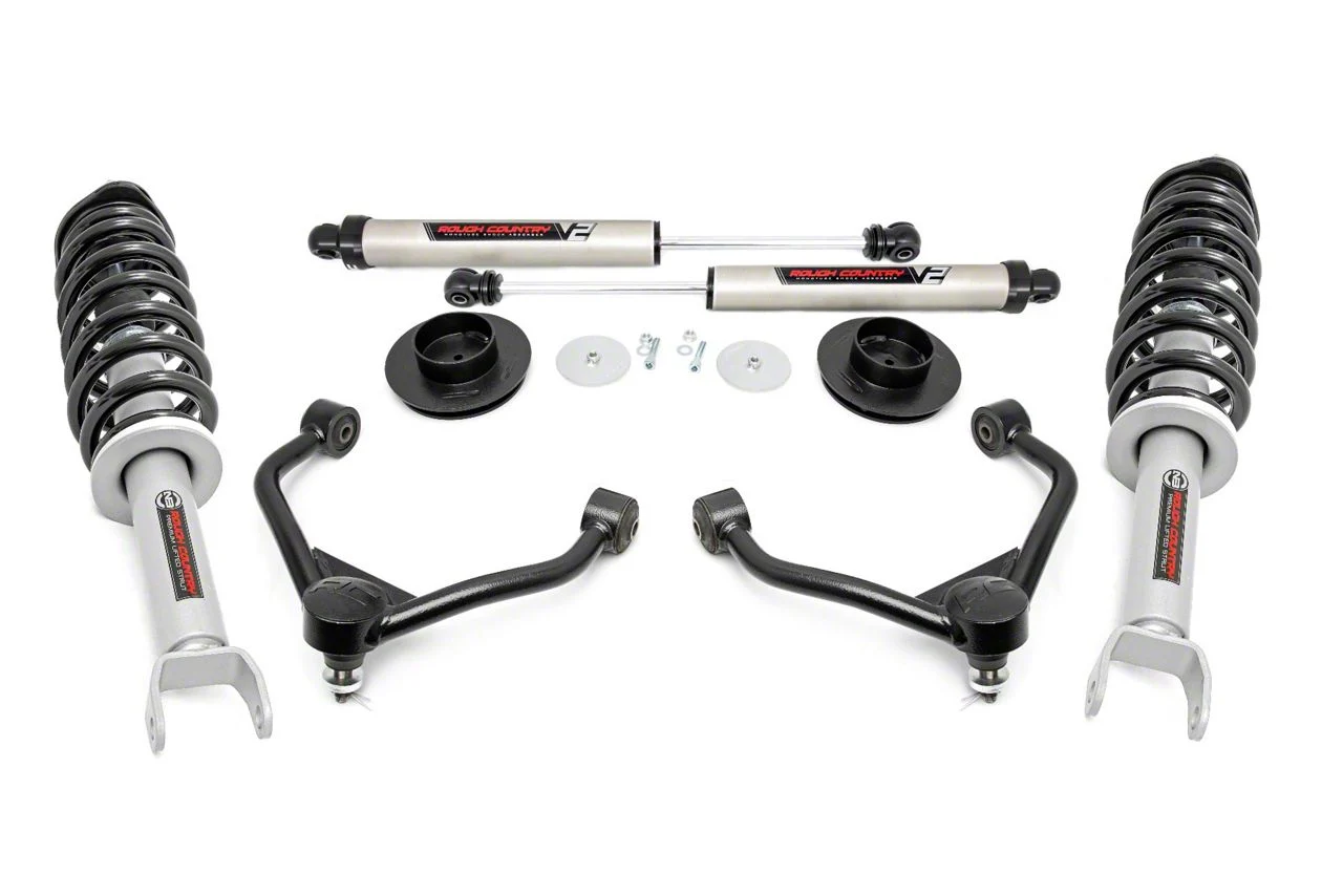 Rough Country 3-Inch Bolt-On Suspension Lift Kit with Lifted N3 Struts and V2 Monotube Shocks (12-18 4WD RAM 1500 w/o Air Ride)
