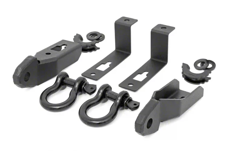 Rough Country Tow Hook to Shackle Conversion Kit with D-Ring Shackles and Rubber Isolators (19-23 Ranger)