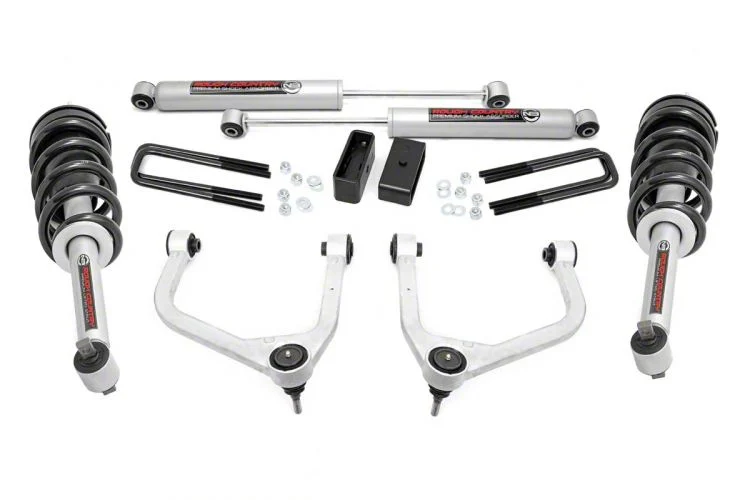 Rough Country Suspension 3.50-Inch Suspension Lift Kit with Upper Control Arms, Lifted Struts and Premium N3 Shocks (19-24 Sierra 1500 Crew Cab w/ 5.80-Foot Short Box, Excluding AT4 & Denali)