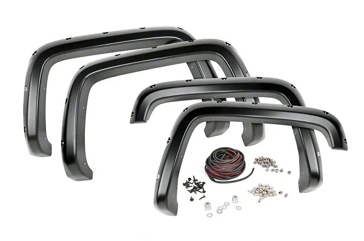 Rough Country Pocket Fender Flares; Flat Black (15-19 Sierra 2500 HD)
