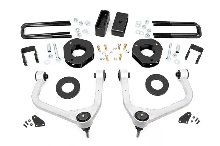 Rough Country Suspension 3.50-Inch Suspension Lift Kit with Upper Control Arms (19-24 Silverado 1500 Crew Cab w/ 5.80-Foot Short Box & Adaptive Ride Control, Excluding Trail Boss)