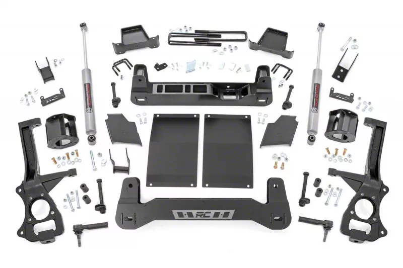 Rough Country Suspension 6-Inch Suspension Lift Kit with Strut Spacers and Premium N3 Shocks (19-24 2.7L, 3.0L Duramax Silverado 1500 w/ Rear Multi-Leaf Pack Springs, Excluding Trail Boss & ZR2)