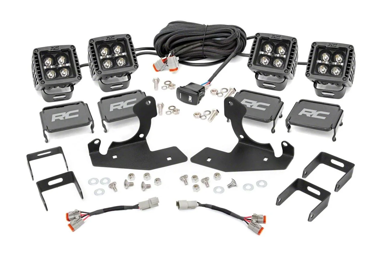 Rough Country Offroad Black Series LED Fog Light Kit with Amber DRL (07-13 Silverado 1500)