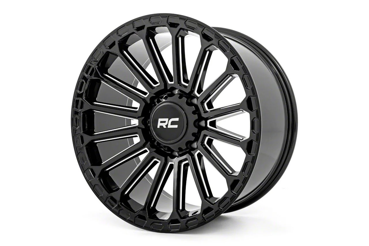 Rough Country 97 Series Gloss Black Milled 6-Lug Wheel; 17x9; -12mm Offset (07-14 Yukon)