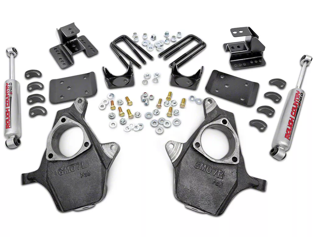 Rough Country Suspension Spindle Lowering Kit; 2-Inch Front / 4-Inch Rear (07-13 2WD Silverado 1500)