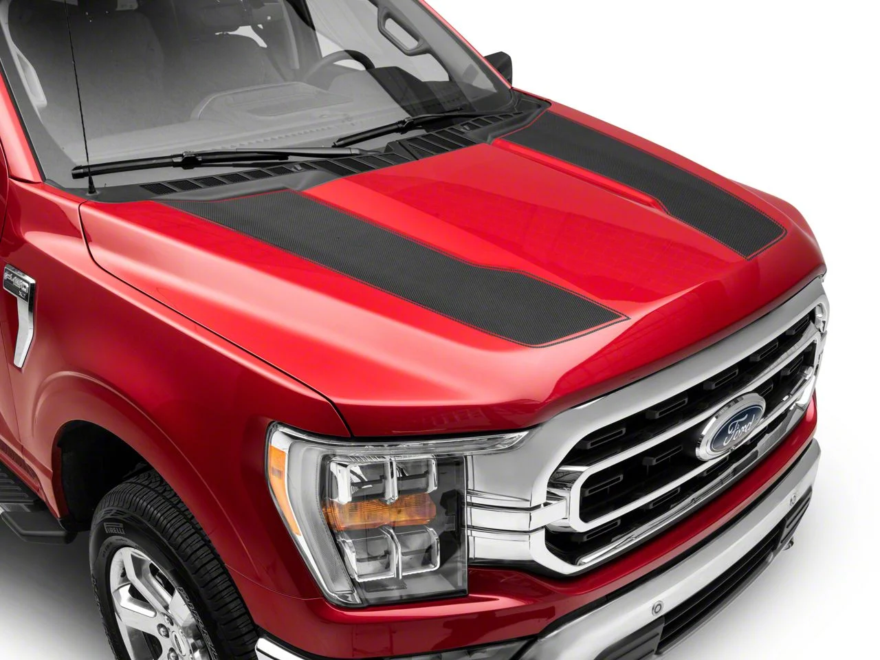 SEC10 Hood Stripes; Carbon Fiber (21-26 F-150, Excluding Raptor)