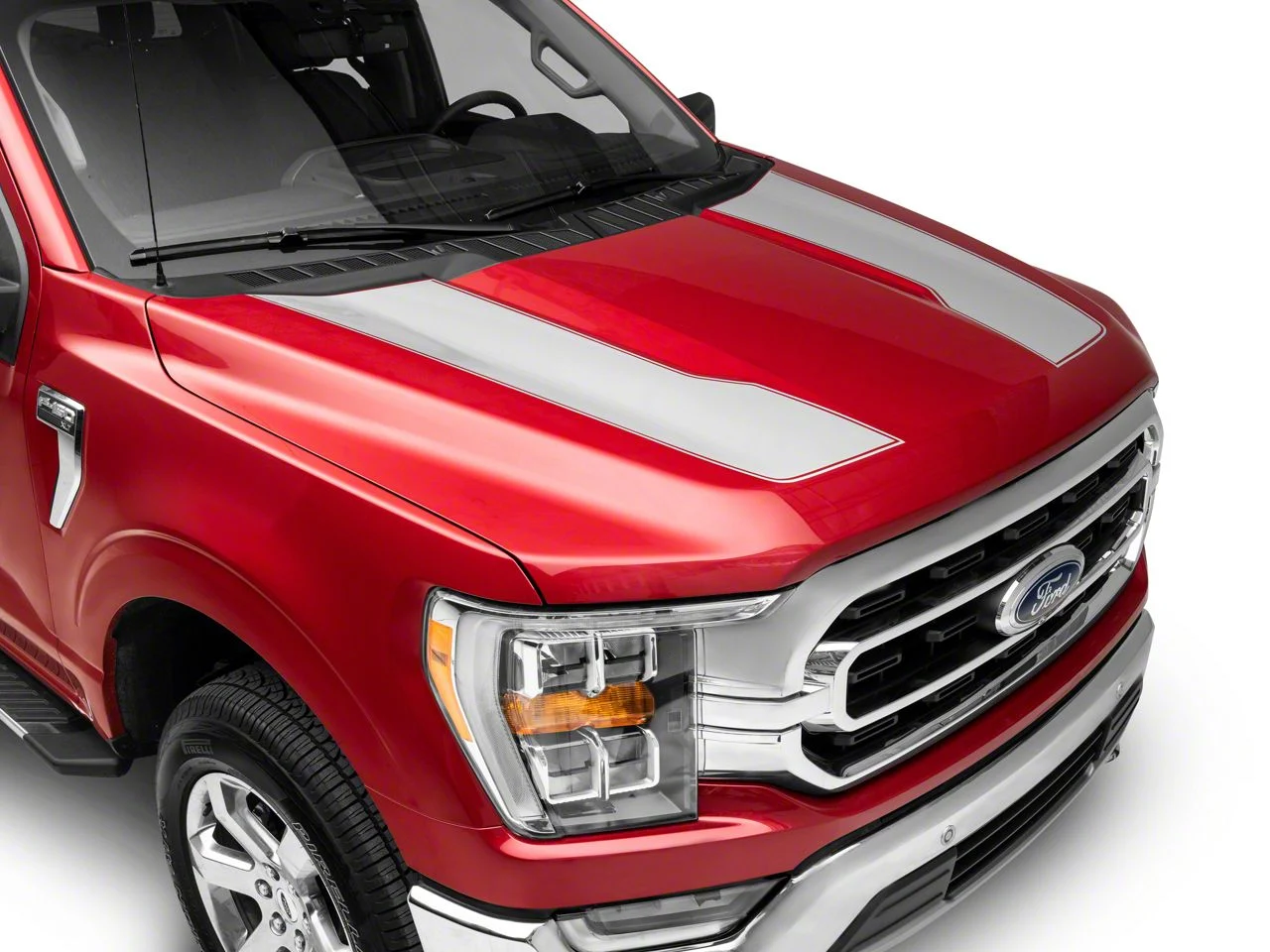 SEC10 Hood Stripes; Silver (21-26 F-150, Excluding Raptor)