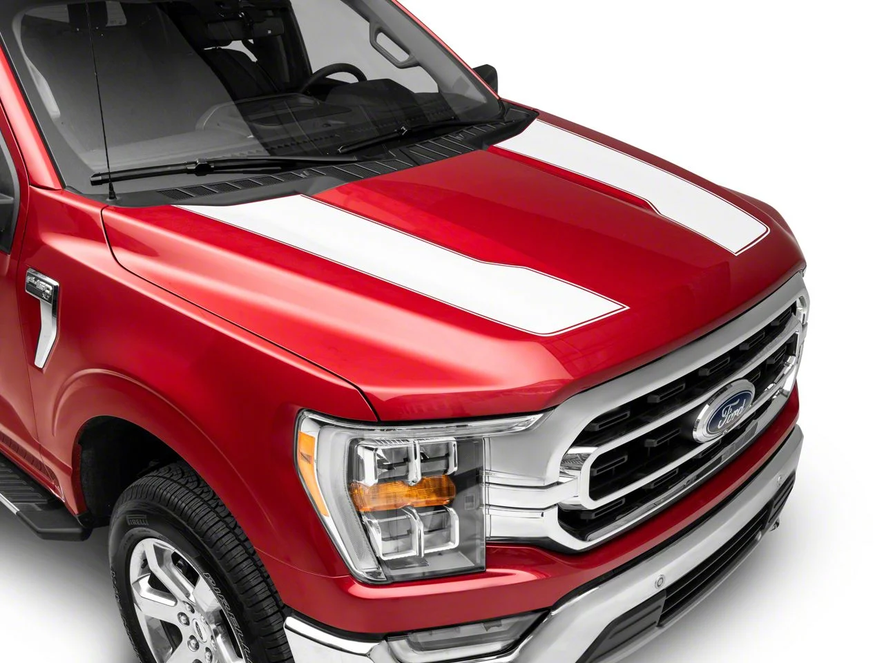 SEC10 Hood Stripes; White (21-26 F-150, Excluding Raptor)