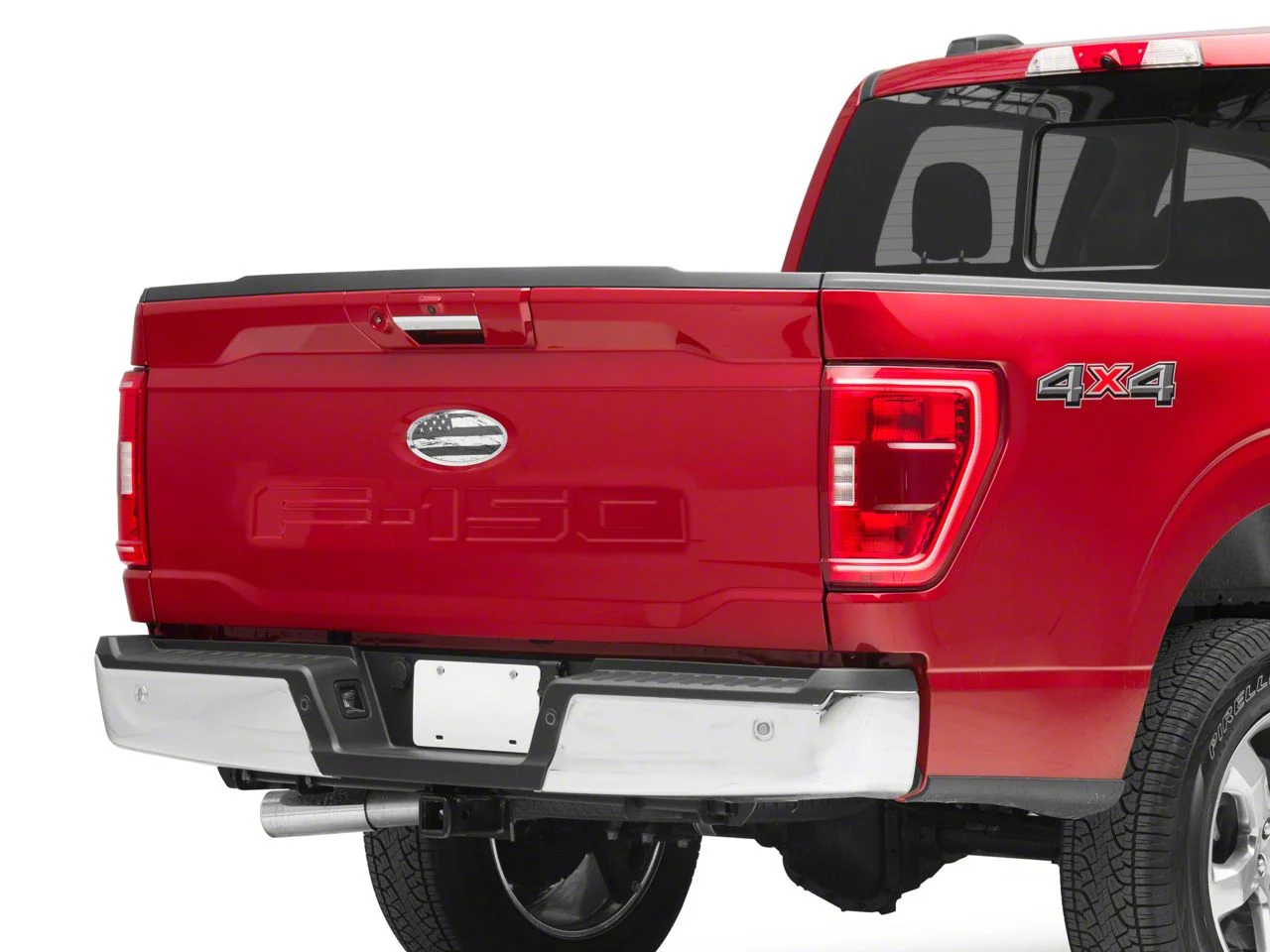 SEC10 Rear Logo Emblem Cover Printed Decal; Distressed Flag (21-26 F-150 w/o Tailgate Applique)