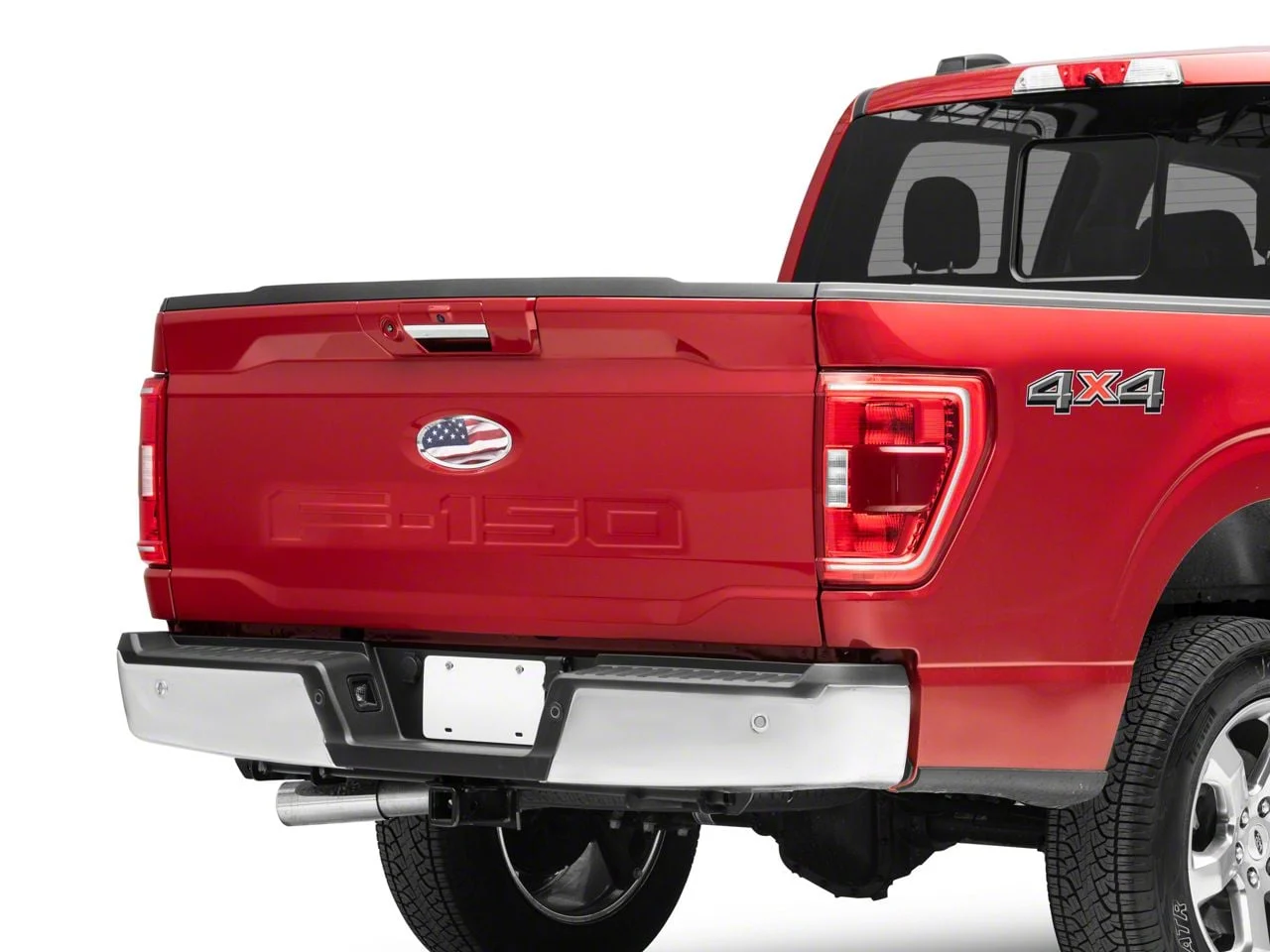 SEC10 Rear Logo Emblem Cover Printed Decal; Real Flag (21-26 F-150 w/o Tailgate Applique)
