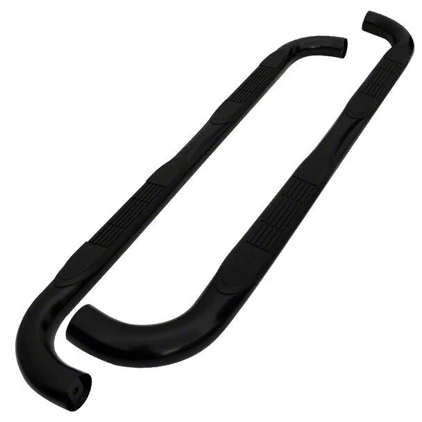 3-Inch Round Side Step Bars; Black (19-26 Sierra 1500 Double Cab)
