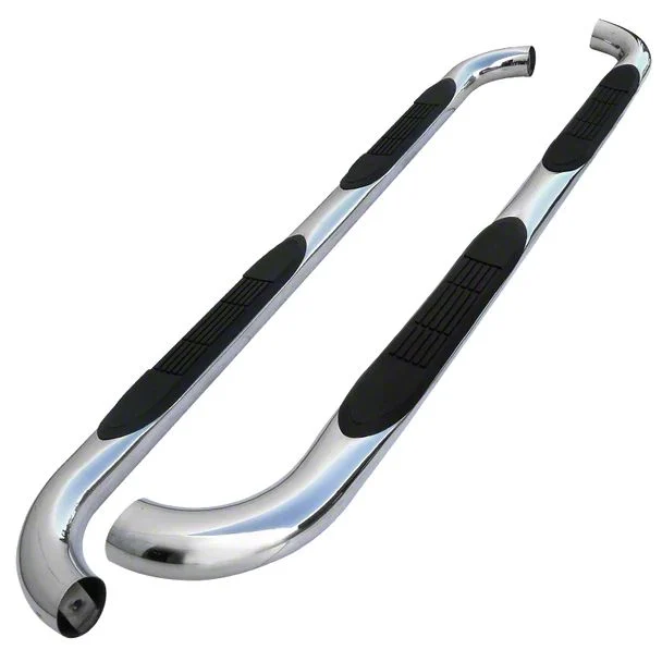 3-Inch Round Side Step Bars; Chrome (19-26 Sierra 1500 Double Cab)