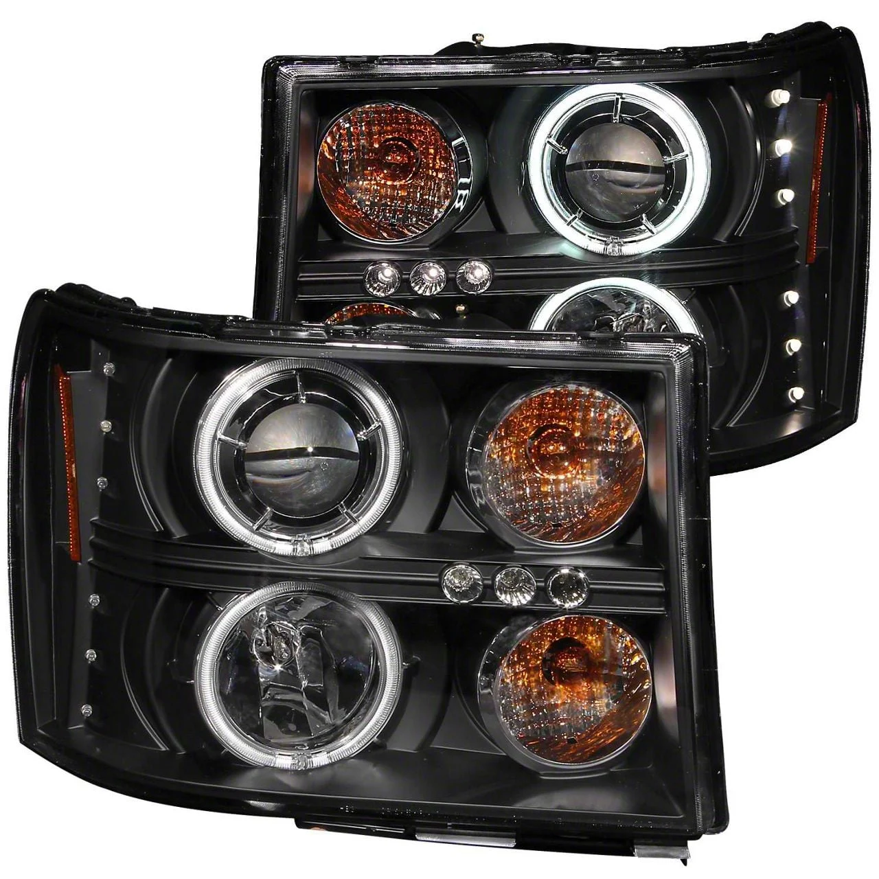 CCFL Halo Projector Headlights; Black Housing; Clear Lens (07-13 Sierra 1500)