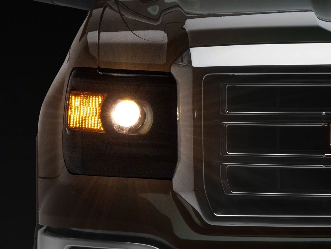 Projector Headlights; Matte Black Housing; Clear Lens (14-18 Sierra 1500 w/ Factory Halogen Non-LED DRL Headlights)