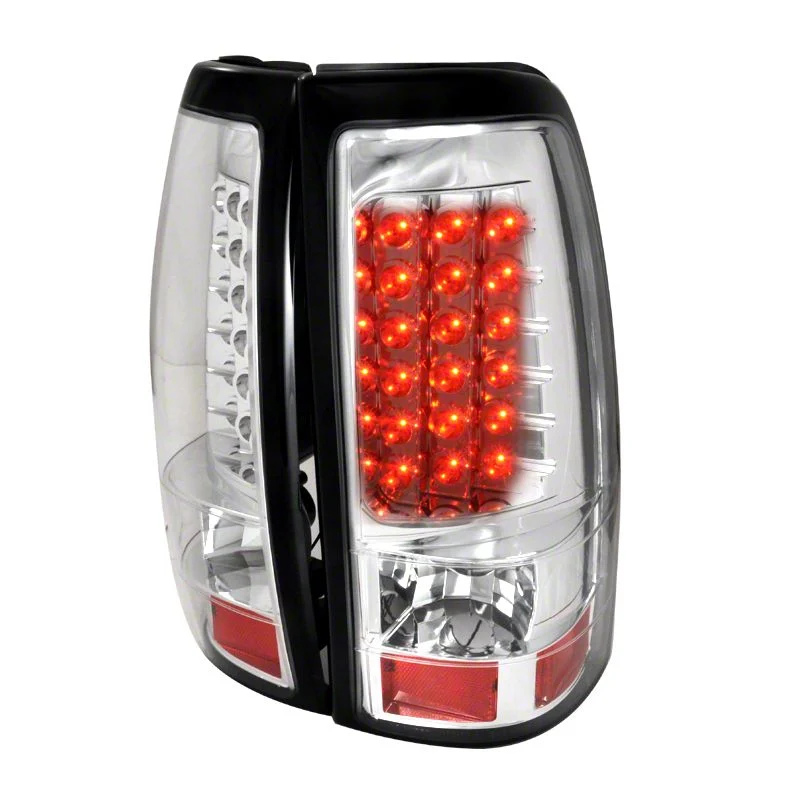 LED Tail Lights; Chrome Housing; Clear Lens (04-06 Sierra 1500 Fleetside)