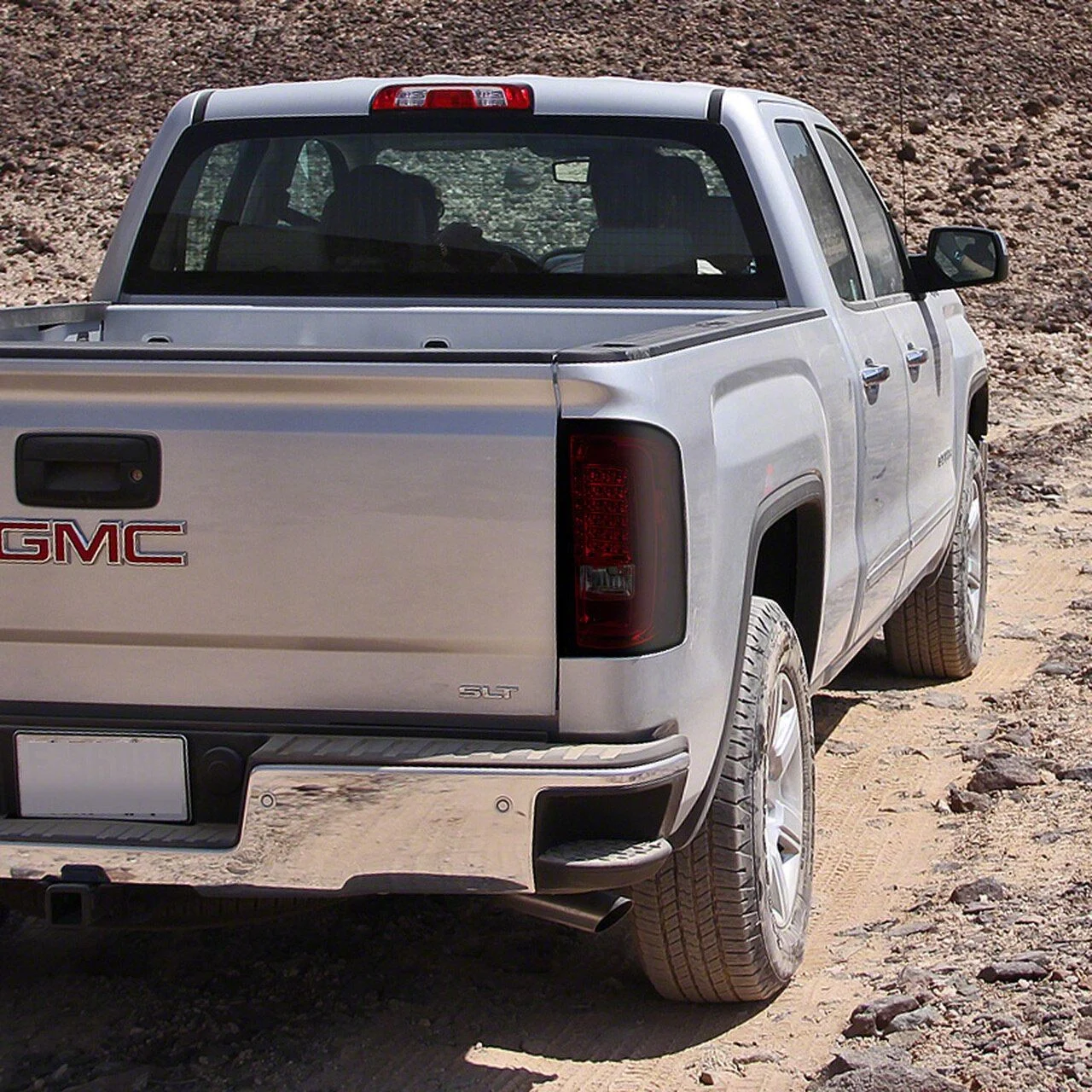 LED Tail Lights; Chrome Housing; Red Smoked Lens (14-18 Sierra 1500 w/ Factory Halogen Tail Lights)