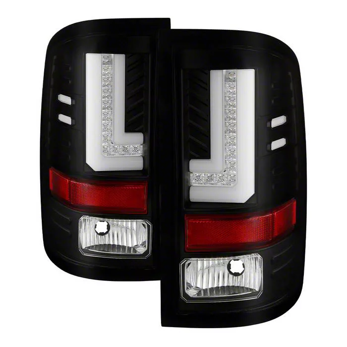 Light Bar LED Tail Lights; Black Housing; Clear Lens (16-18 Sierra 1500 w/ Factory LED Tail Lights)