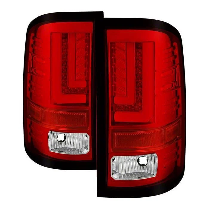 Light Bar LED Tail Lights; Chrome Housing; Red/Clear Lens (16-18 Sierra 1500 w/ Factory LED Tail Lights)