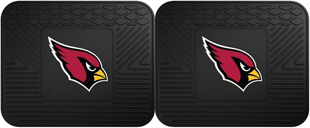 Molded Rear Floor Mats with Arizona Cardinals Logo (Universal; Some Adaptation May Be Required)