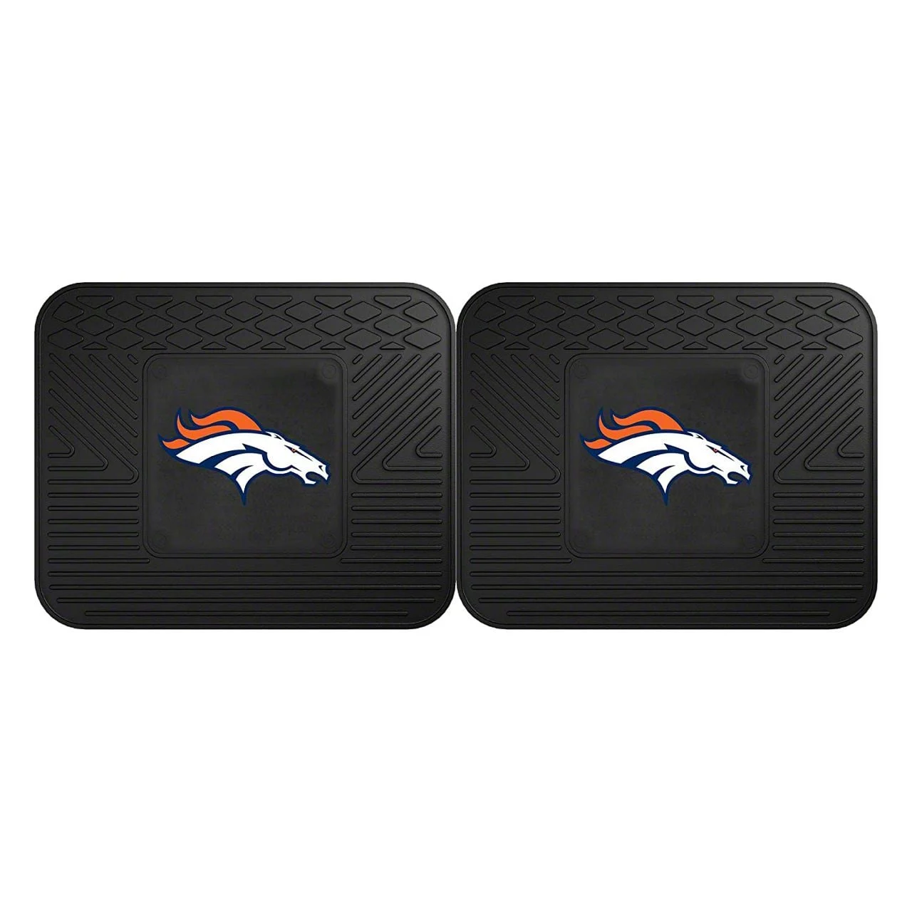 Molded Rear Floor Mats with Denver Broncos Logo (Universal; Some Adaptation May Be Required)