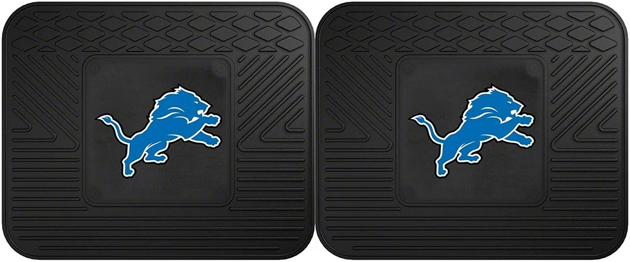 Molded Rear Floor Mats with Detroit Lions Logo (Universal; Some Adaptation May Be Required)