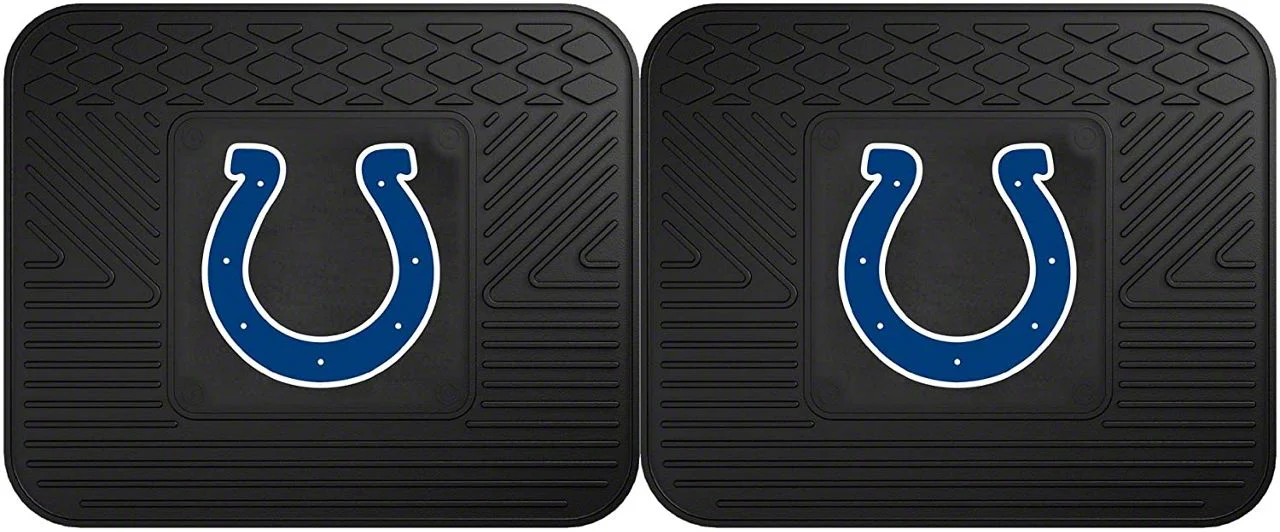 Molded Rear Floor Mats with Indianapolis Colts Logo (Universal; Some Adaptation May Be Required)
