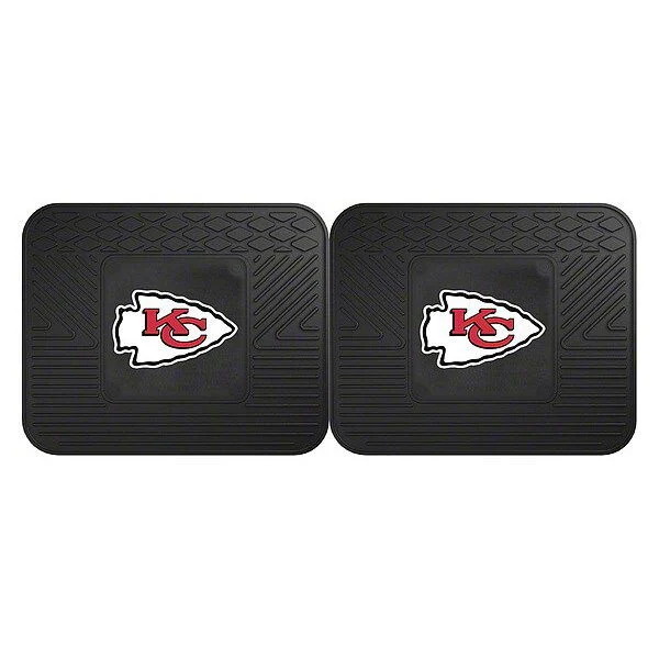Molded Rear Floor Mats with Kansas City Chiefs Logo (Universal; Some Adaptation May Be Required)