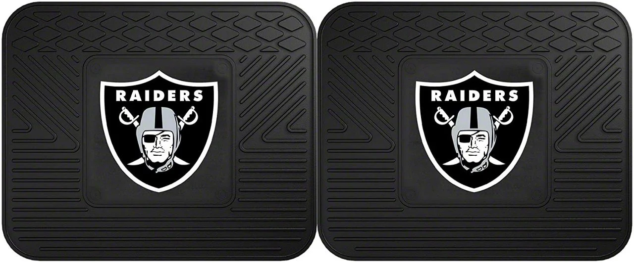 Molded Rear Floor Mats with Las Vegas Raiders Logo (Universal; Some Adaptation May Be Required)