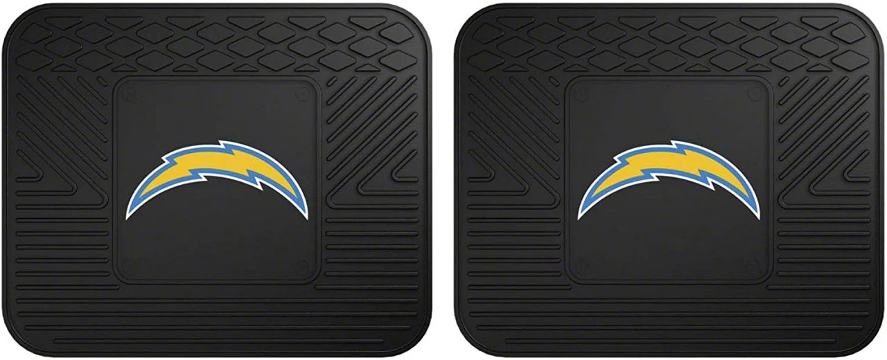 Molded Rear Floor Mats with Los Angeles Chargers Logo (Universal; Some Adaptation May Be Required)