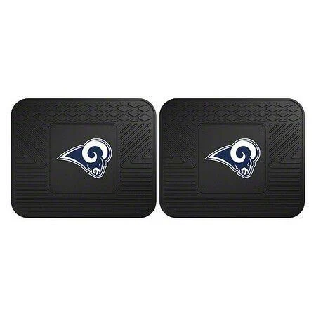 Molded Rear Floor Mats with Los Angeles Rams Logo (Universal; Some Adaptation May Be Required)