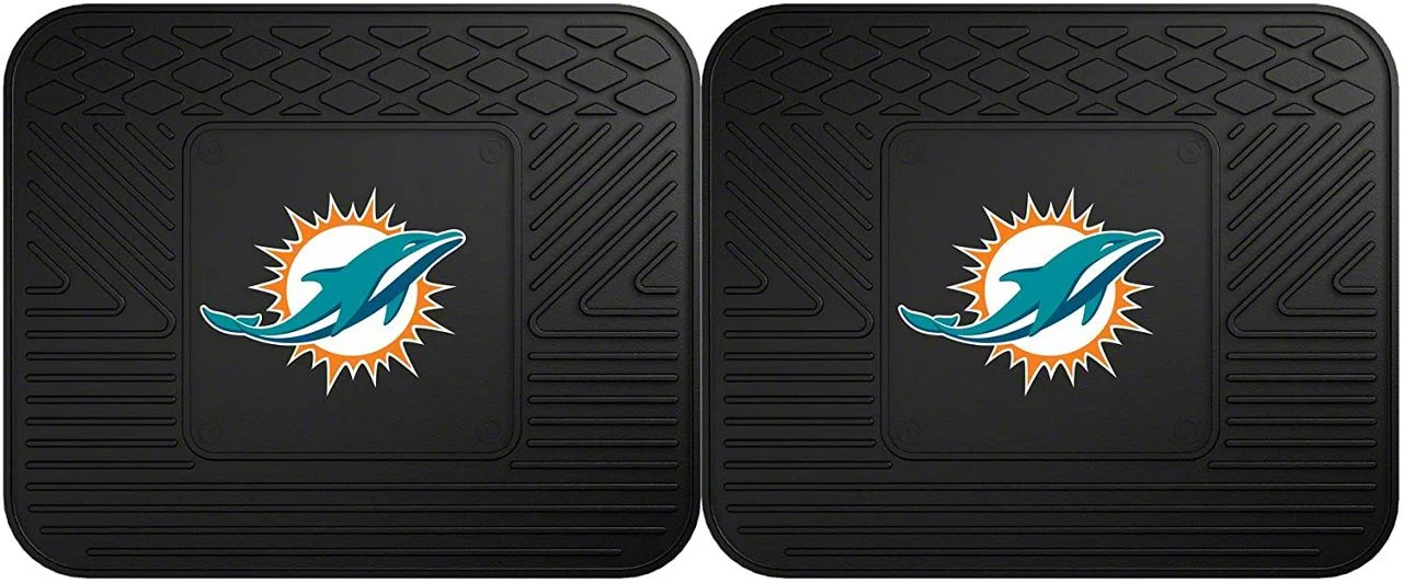 Molded Rear Floor Mats with Miami Dolphins Logo (Universal; Some Adaptation May Be Required)