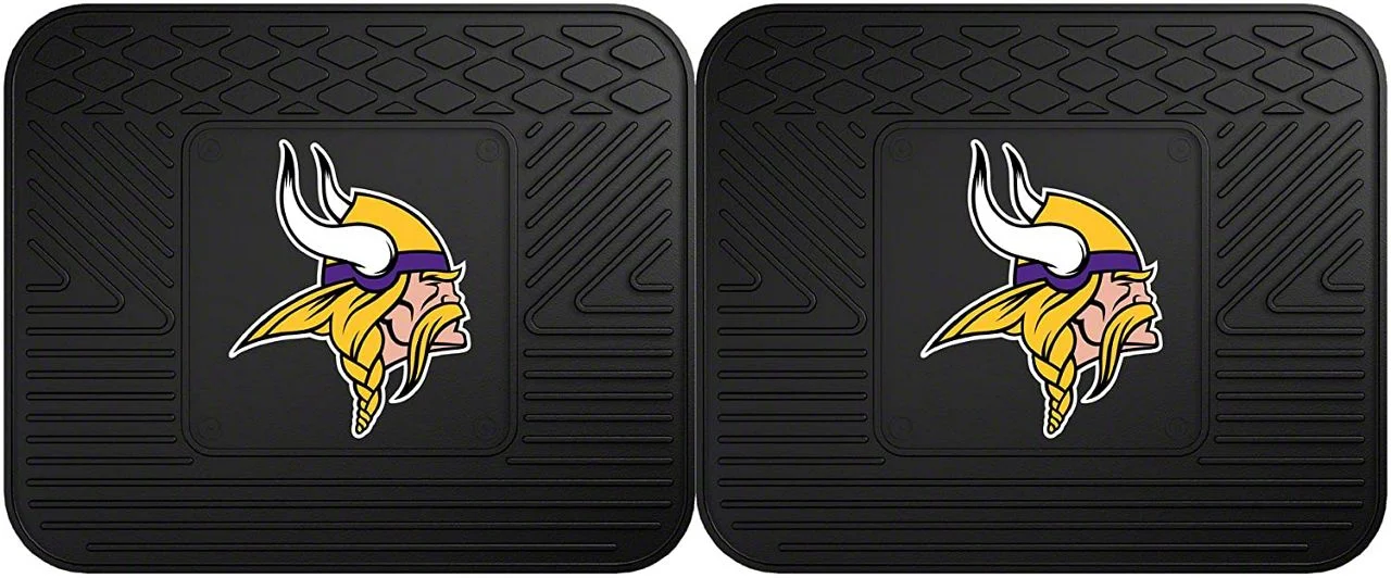Molded Rear Floor Mats with Minnesota Vikings Logo (Universal; Some Adaptation May Be Required)