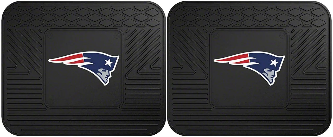 Molded Rear Floor Mats with New England Patriots Logo (Universal; Some Adaptation May Be Required)