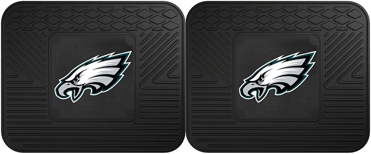 Molded Rear Floor Mats with Philadelphia Eagles Logo (Universal; Some Adaptation May Be Required)