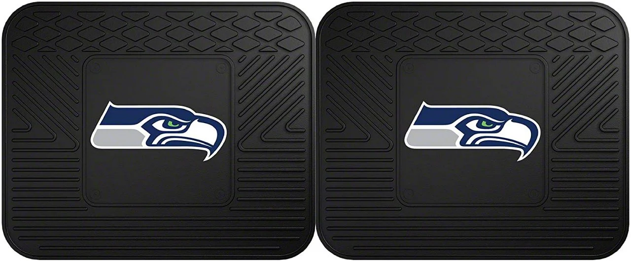 Molded Rear Floor Mats with Seattle Seahawks Logo (Universal; Some Adaptation May Be Required)
