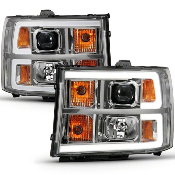 Plank Style Projector Headlights; Chrome Housing; Clear Lens (07-13 Sierra 1500)