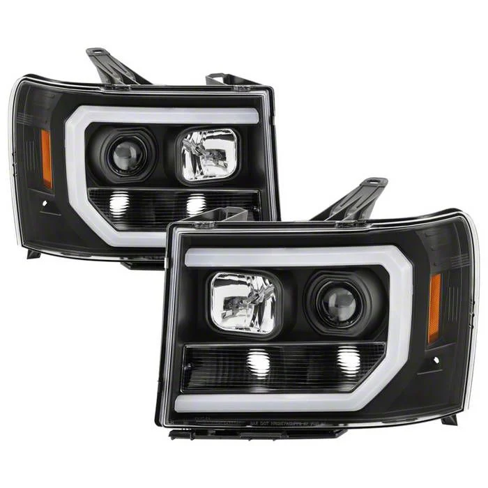 Platinum Series Headlights; Black Housing; Clear Lens (07-13 Sierra 1500)