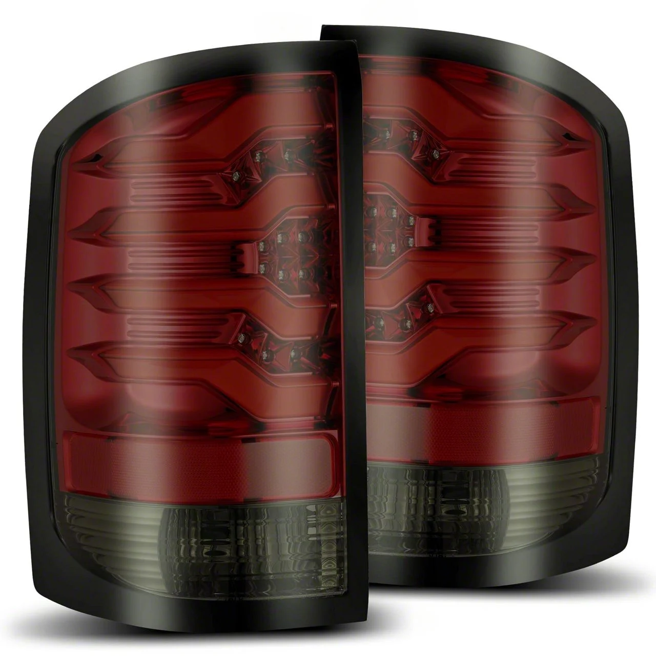AlphaRex PRO-Series LED Tail Lights; Red Housing; Smoked Lens (14-18 Sierra 1500 w/ Factory Halogen Tail Lights)