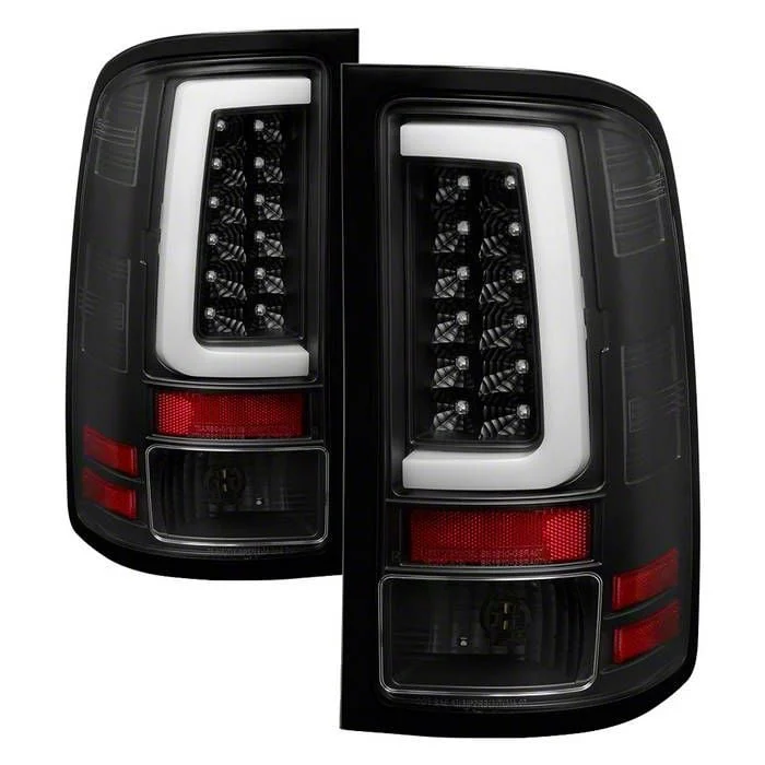 Version 2 Light Bar LED Tail Lights; Black Housing; Clear Lens (07-13 Sierra 1500)