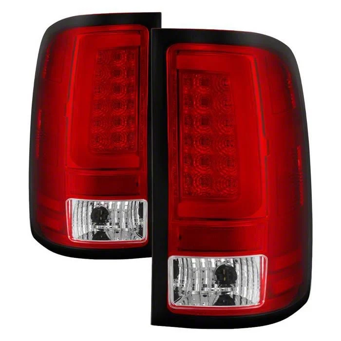 Version 2 Light Bar LED Tail Lights; Chrome Housing; Red/Clear Lens (07-13 Sierra 1500)