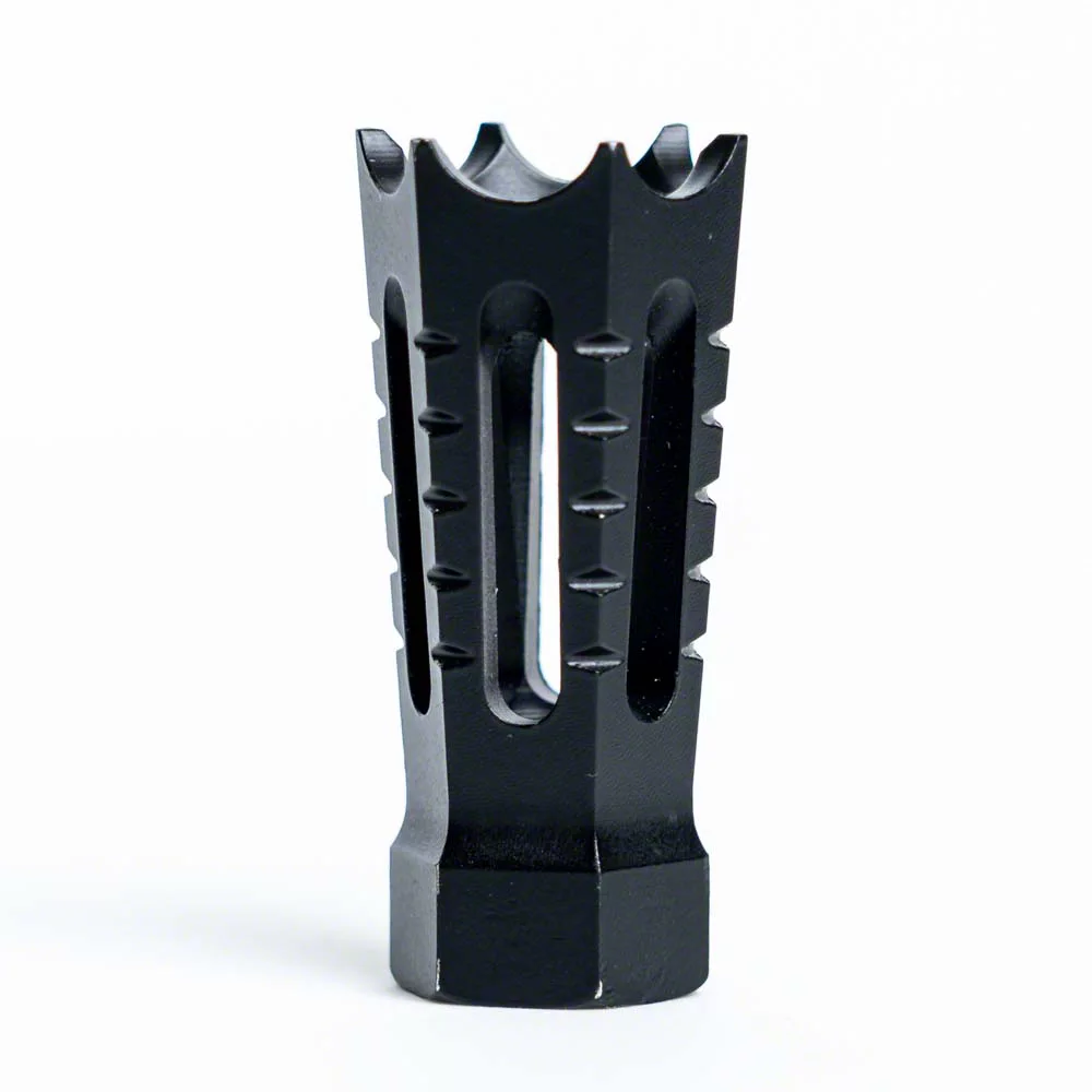 Flared/Spiked Door Breacher Design AR-15 Rifle Barrel Antenna Tip Flash Hider; Black (Universal; Some Adaptation May Be Required)