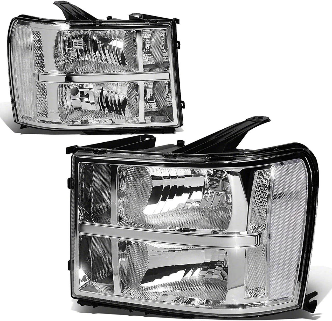 Headlights with Clear Corners; Chrome Housing; Clear Lens (07-14 Sierra 3500 HD)