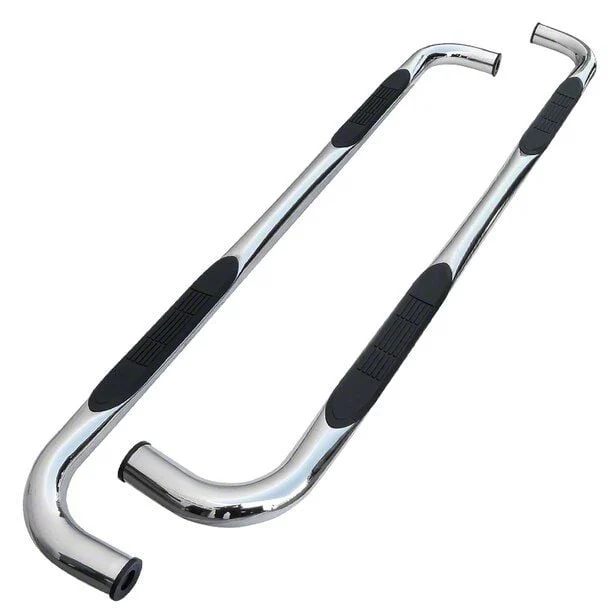 3-Inch Round Side Step Bars; Chrome (19-24 Silverado 1500 Crew Cab)