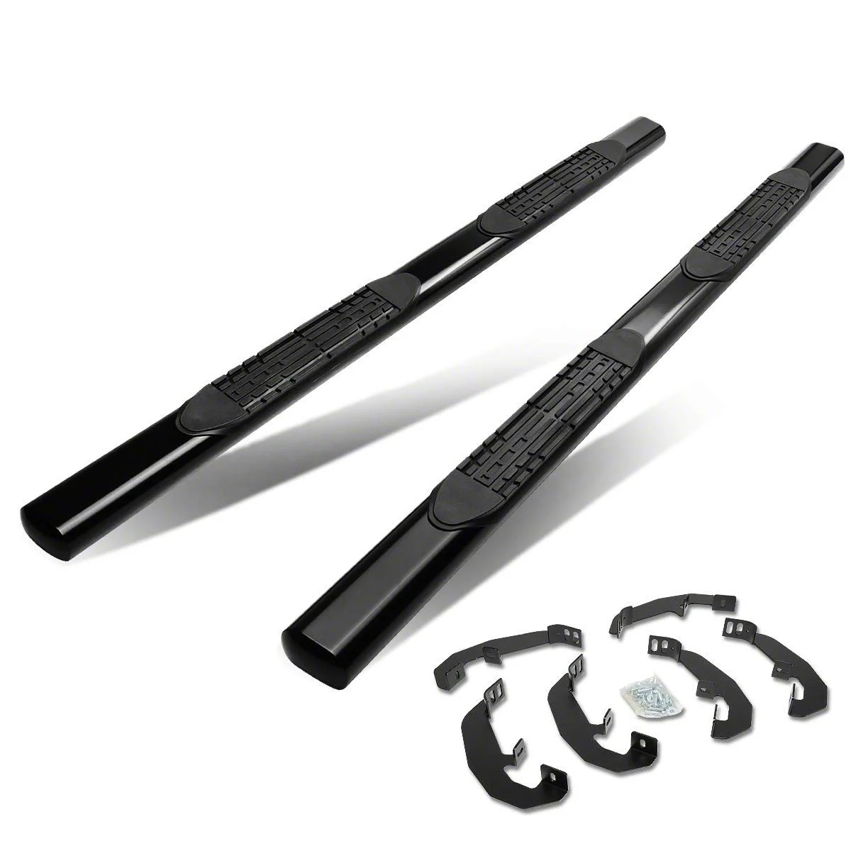 4-Inch Nerf Side Step Bars; Black (19-26 Silverado 1500 Double Cab)