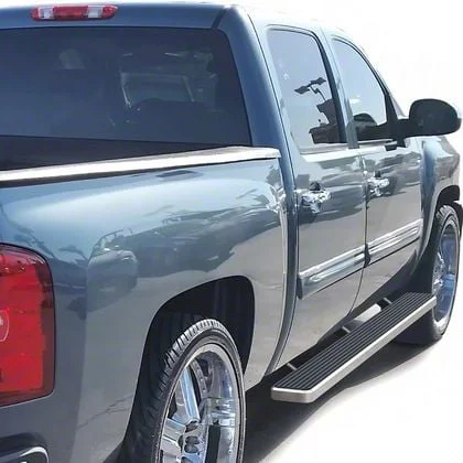 5-Inch iStep Running Boards; Hairline Silver (04-13 Silverado 1500 Crew Cab)