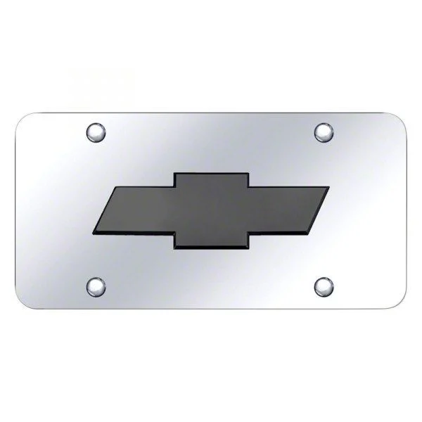 Chevy Logo License Plate; Black Pearl on Chrome (Universal; Some Adaptation May Be Required)
