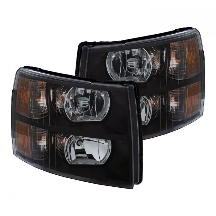 Crystal Headlights; Black Housing; Clear Lens (07-13 Silverado 1500)